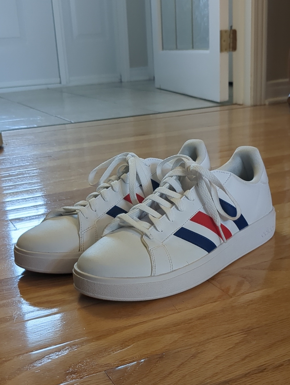 Adidas Grand Court Men's Sneakers Blue And Red Striped